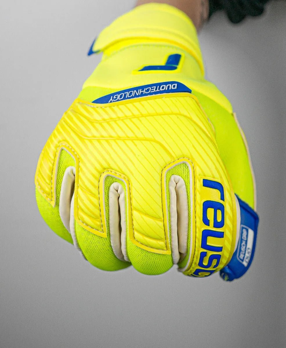 Reusch Attrakt Duo Ortho-Tec Goalkeeper Gloves - Volt-Blue (Detail 1)