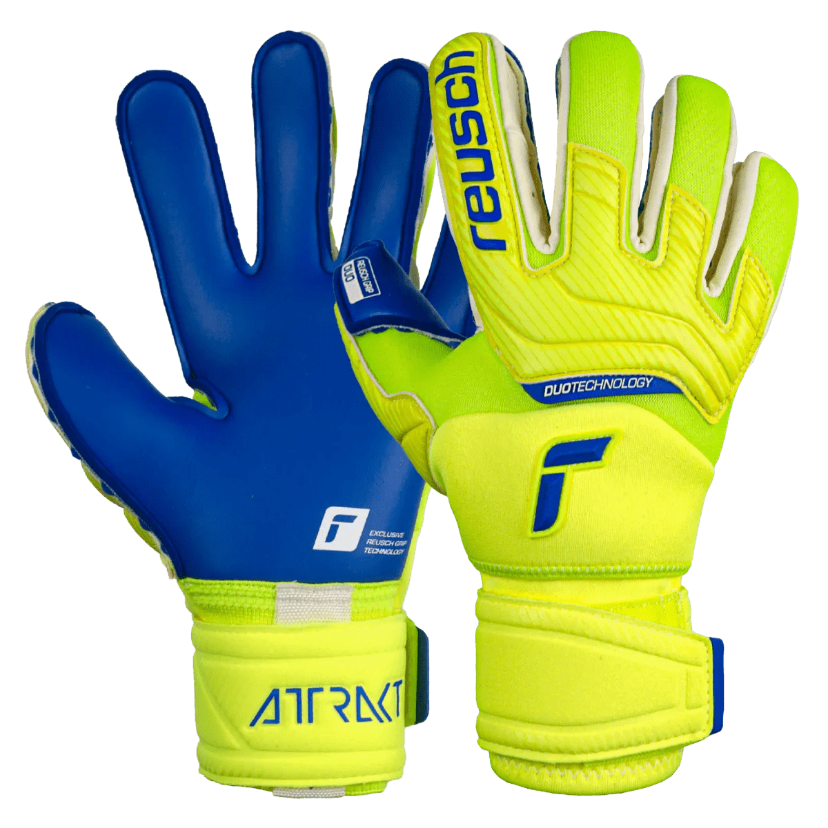 Reusch Attrakt Duo Ortho-Tec Goalkeeper Gloves - Volt-Blue (Pair)