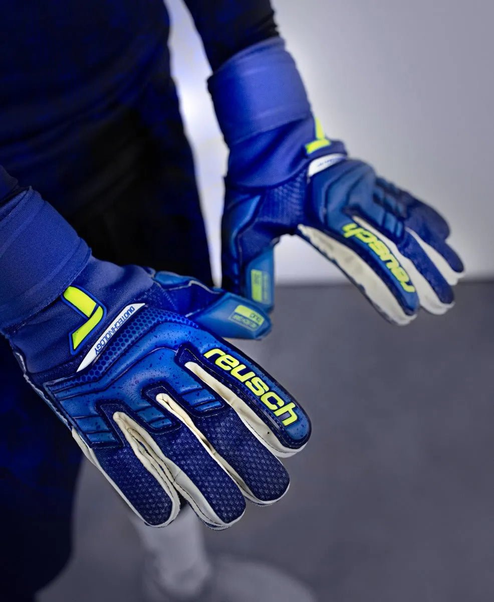 Reusch Attrakt Duo Ortho-Tech Goalkeeper Gloves - Blue-Volt (Model 1)