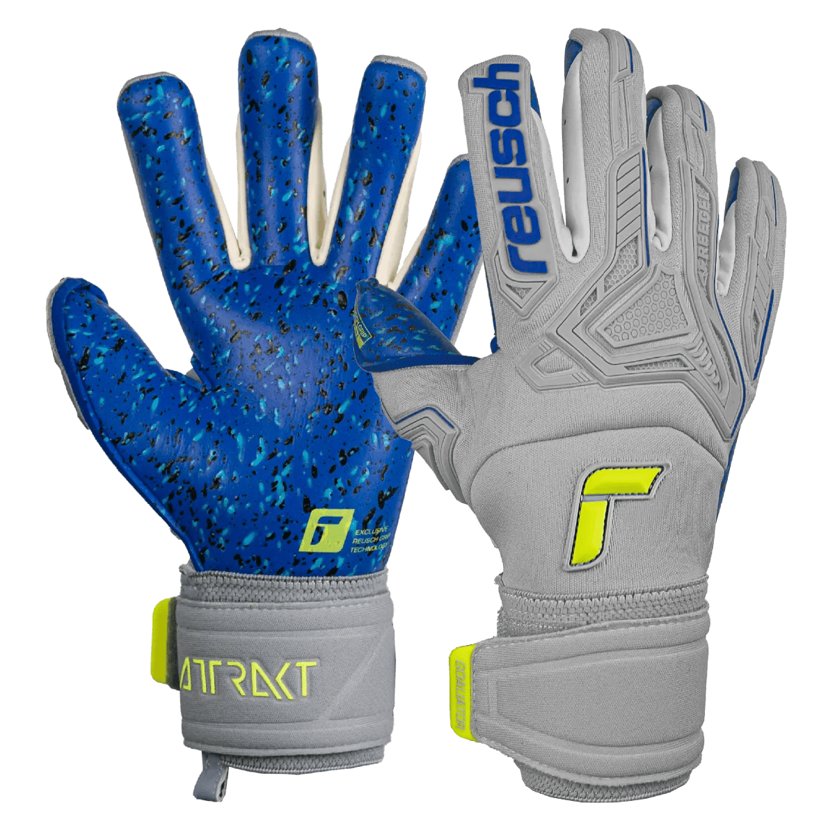 Reusch Attrakt Freegel Fusion Goaliator - Grey-Yellow-Blue (Pair)