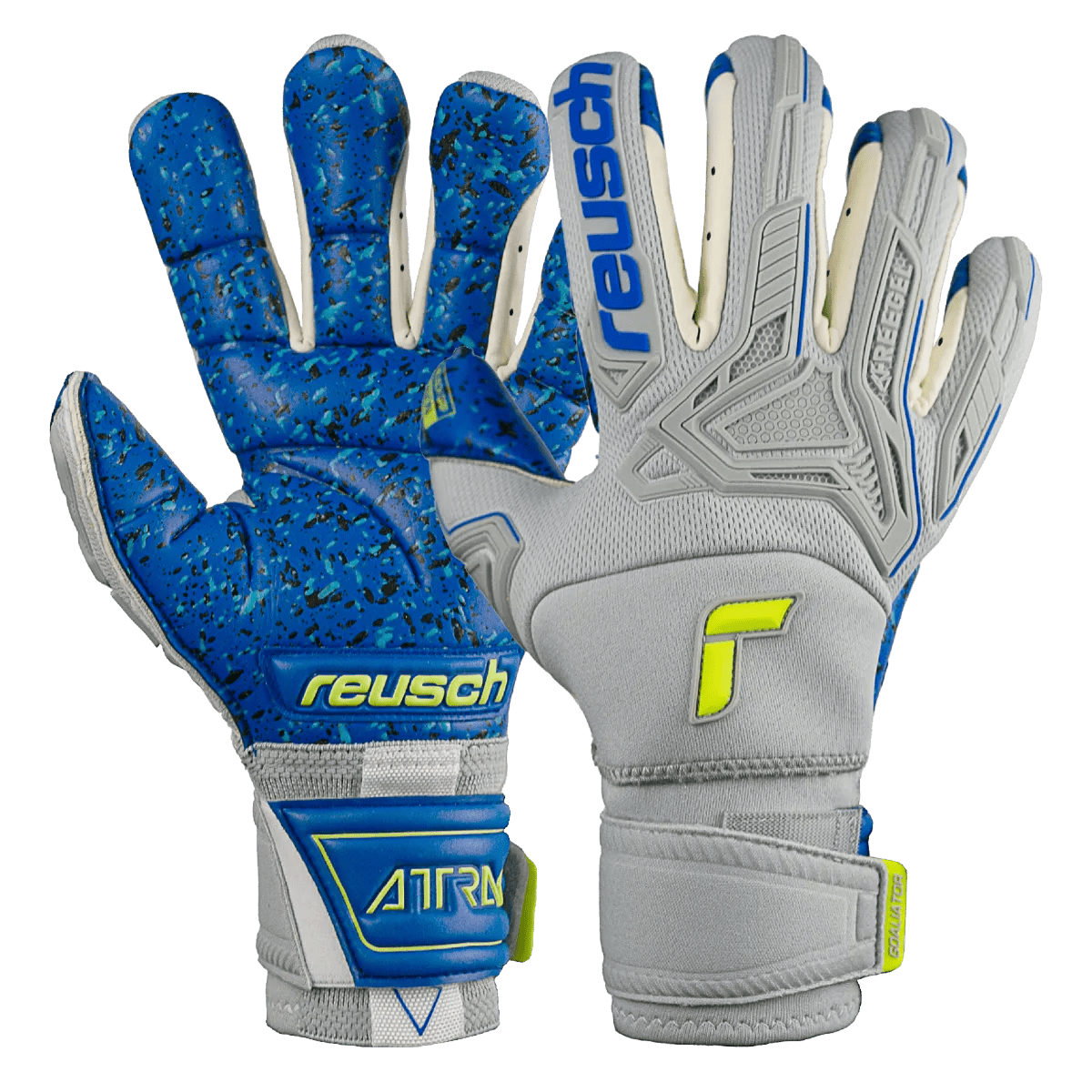Reusch Attrakt Freegel Fusion Ortho-Tec Goaliator Goalkeeper Glove - Grey-Yellow-Blue (Pair)