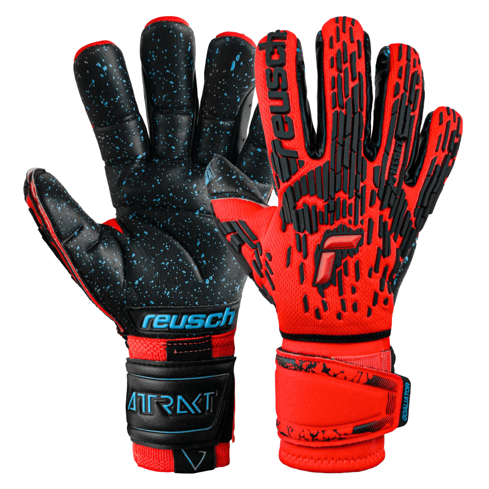 Reusch Attrakt Freegel Fusion Ortho-Tec Goaliator Goalkeeper Gloves - Bright Red-Black (Pair)