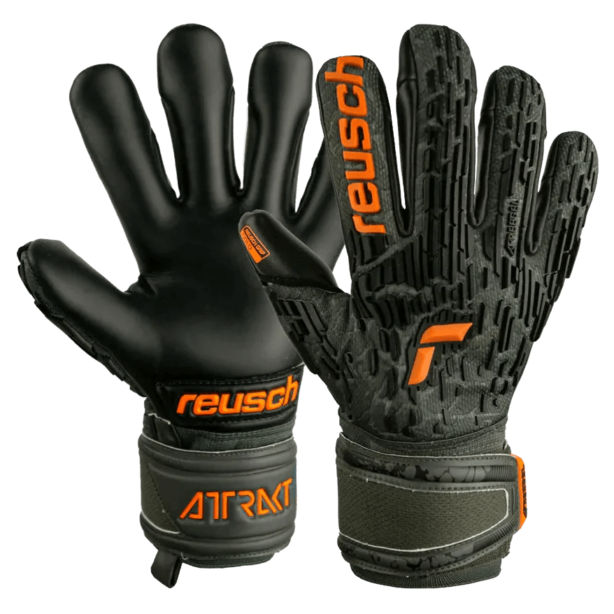 Reusch Attrakt Freegel Gold FS World Cup - Olive Green-Black-Orange (Pair)