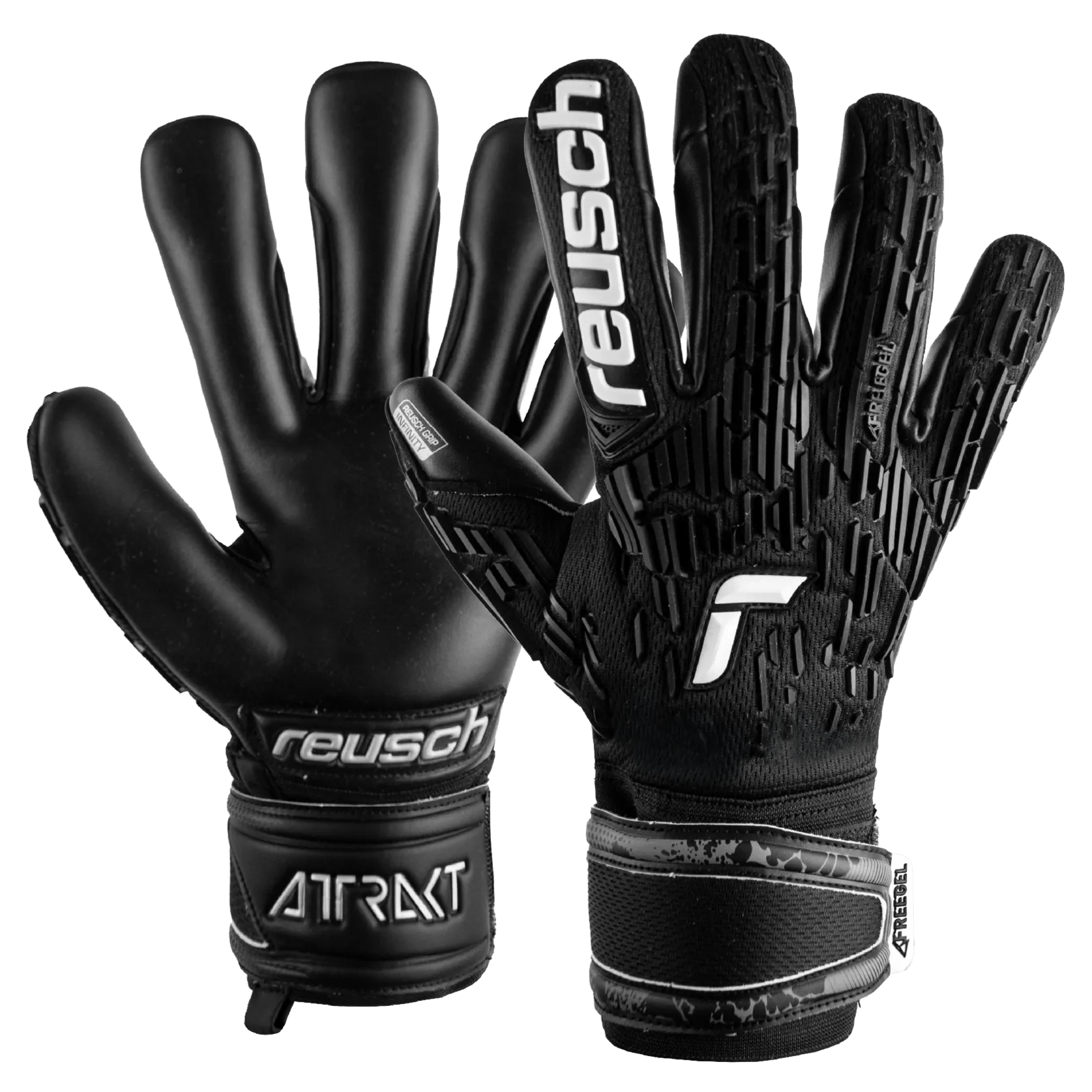 Reusch Attrakt Freegel Infinity Finger Support Goalkepper Gloves Black (Pair)