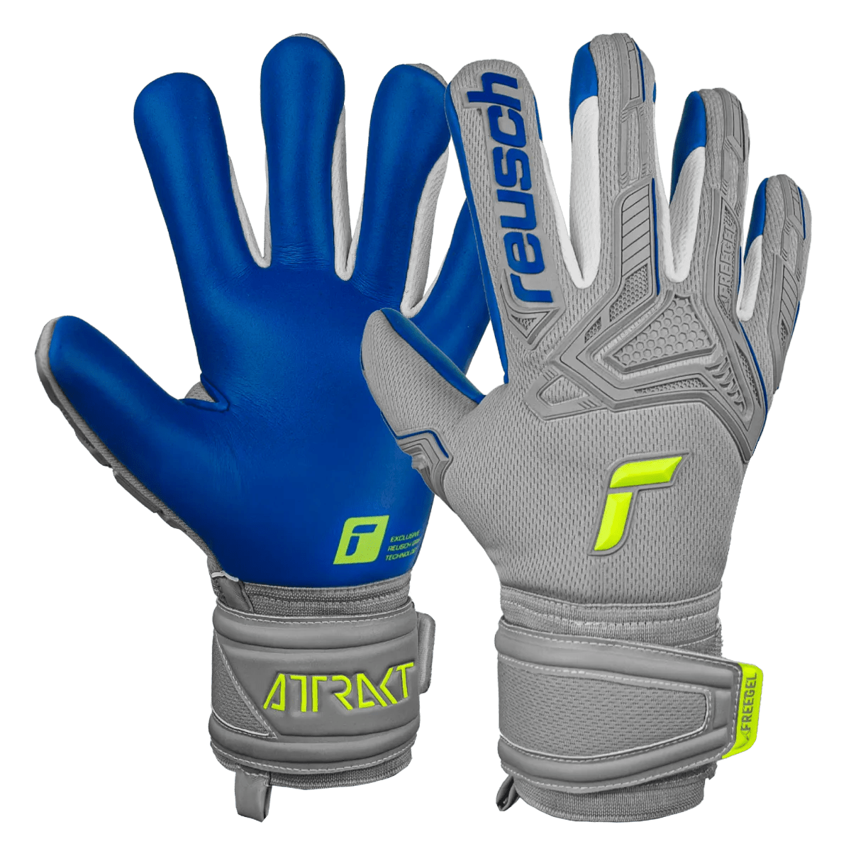 Reusch Attrakt Freegel Silver Finger Support - Grey-Yellow-Blue (Pair)