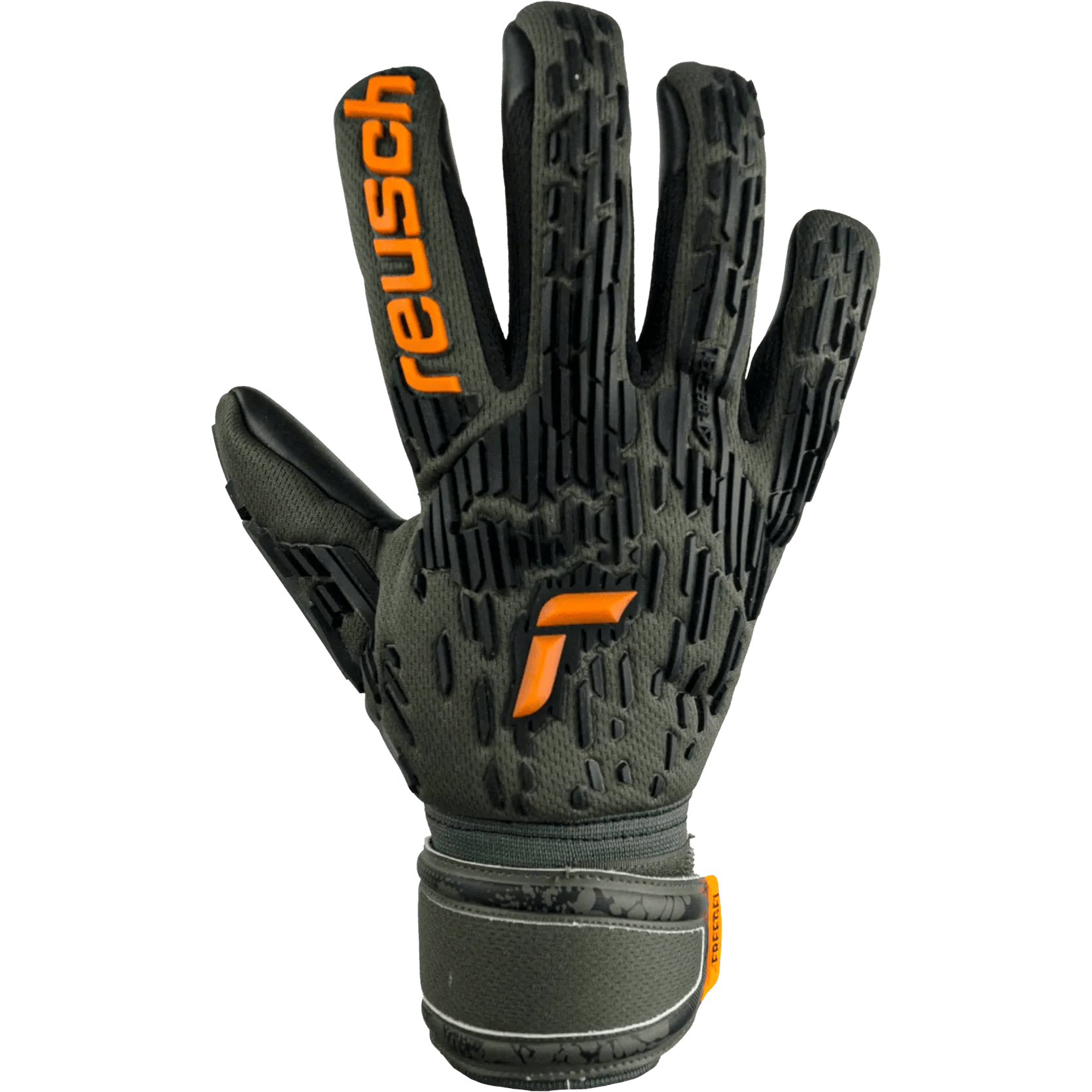 Reusch Attrakt Freegel Silver Goalkeeper Gloves - Desert Green-Orange-Black (Single - Outer)