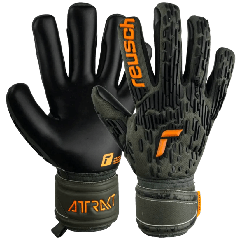 Reusch Attrakt Freegel Silver Goalkeeper Gloves - Desert Green-Orange-Black (Pair)
