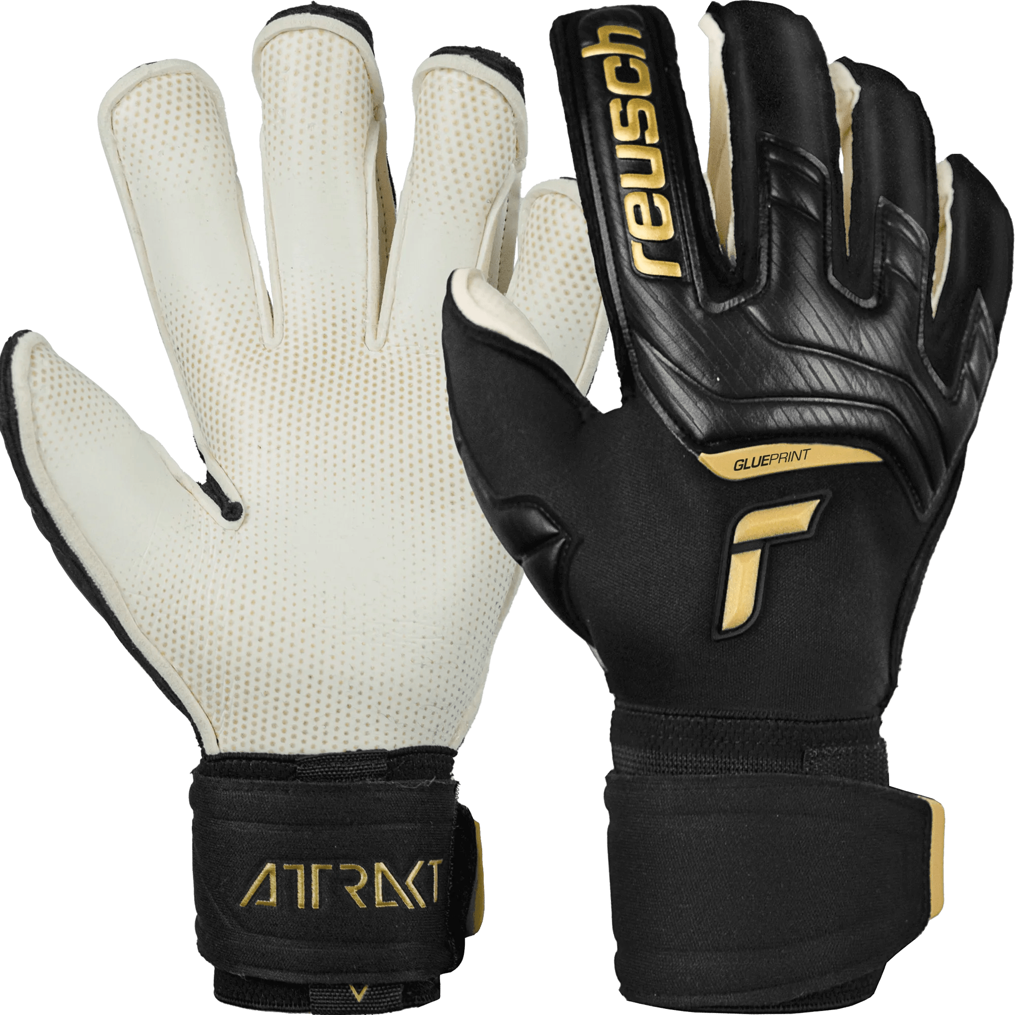 Reusch Attrakt Gold X Glueprint EC Goalkeeper Gloves - Black-Gold (Pair)