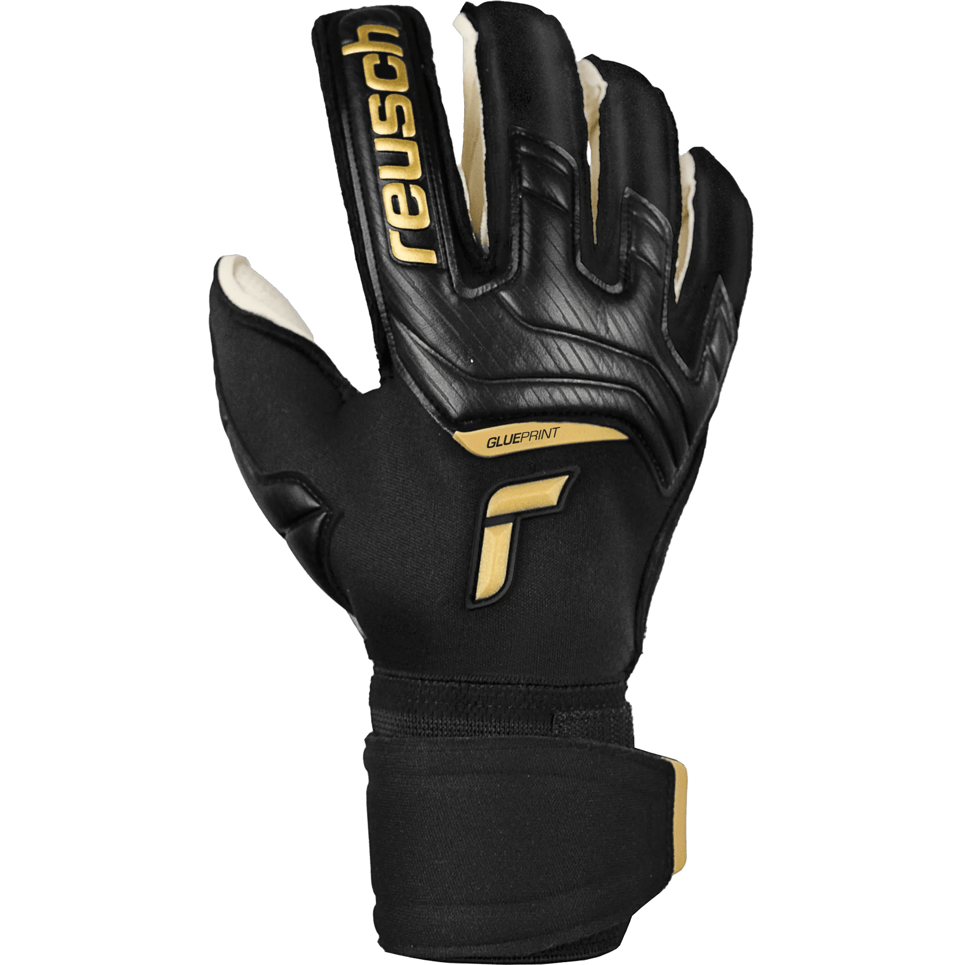 Reusch Attrakt Gold X Glueprint EC Goalkeeper Gloves - Black-Gold (Single - Outer)