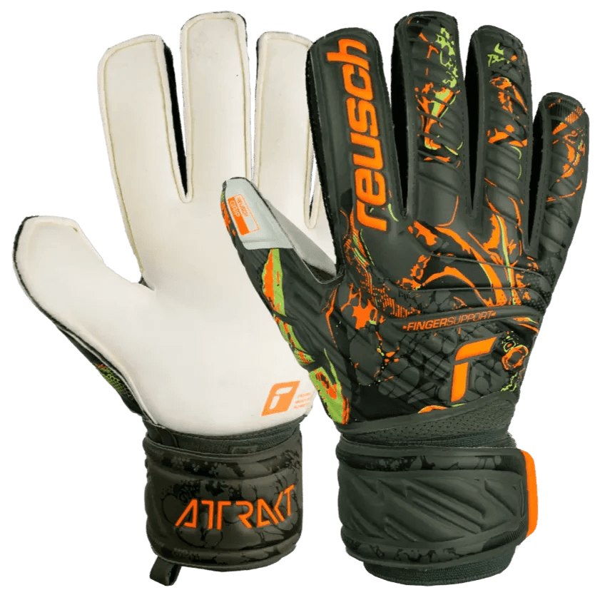 Reusch Attrakt Grip Desert Bloom Collection Goalkeeper Gloves - Olive Green-Orange (Pair)