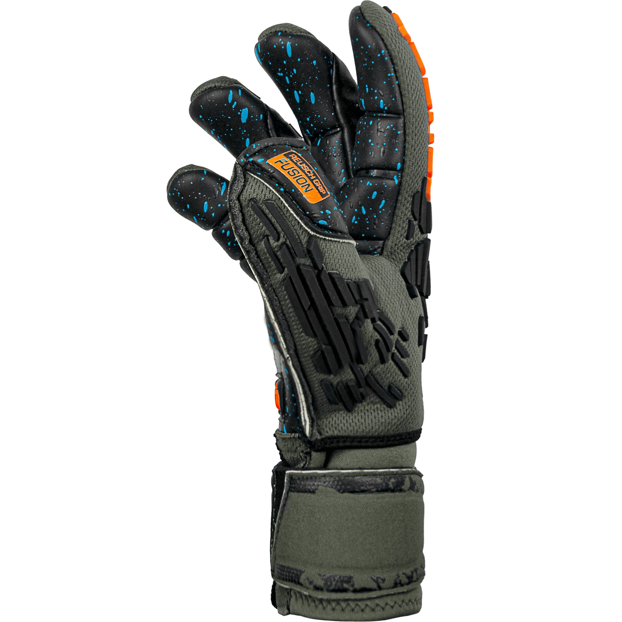 Reusch FG Fusion Ortho Goaliator Goalkeeper Gloves - Green-Black-Orange (Single - Side)