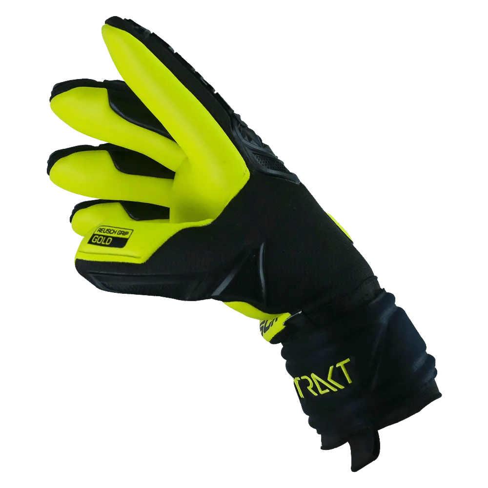 Reusch Freegel Gold Finger Support Goalkeeper Gloves - Black-Lime Green (Single - Side 2)