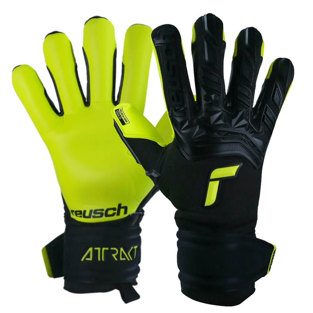 Reusch Freegel Gold Finger Support Goalkeeper Gloves - Black-Lime Green (Set)