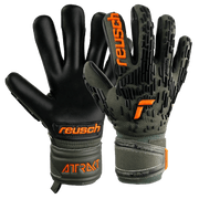 Reusch JR Attrakt Freegel Gold FS Goalkeeper Gloves - Desert Green-Shocking Orange