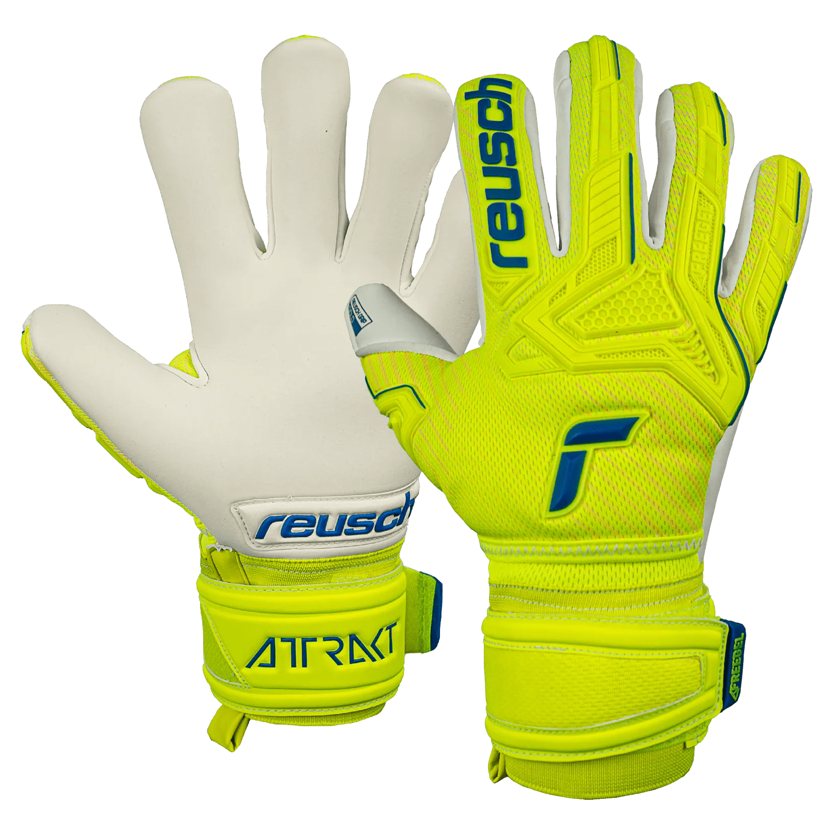 Reusch JR Attrakt Freegel Gold FS - Volt-Blue-White (Pair)