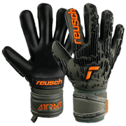 Reusch JR Attrakt Freegel Silver Finger Support Goalkeeper Gloves - Desert Green-Orange-Black (Pair)
