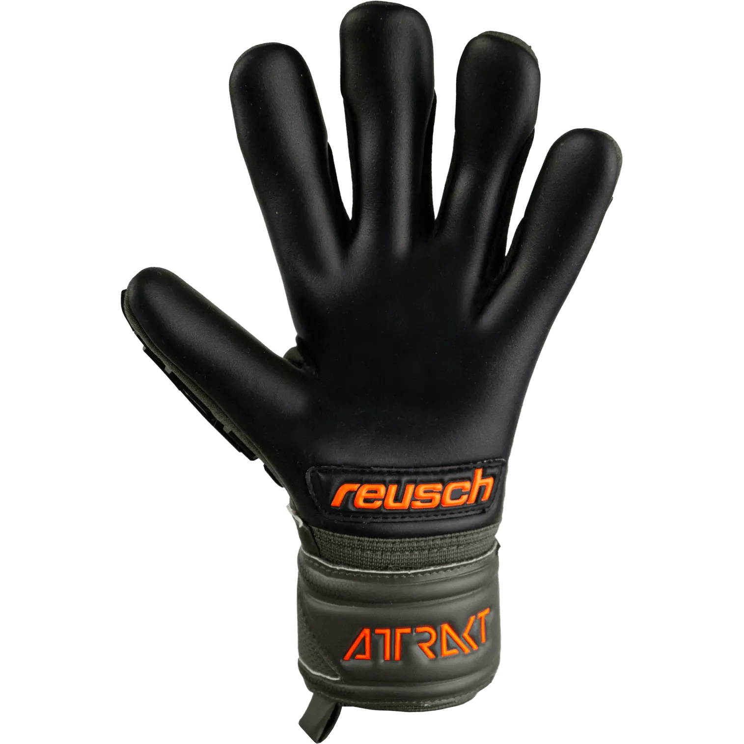 Reusch JR Attrakt Freegel Silver Finger Support Goalkeeper Gloves - Desert Green-Orange-Black (Single - Inner)