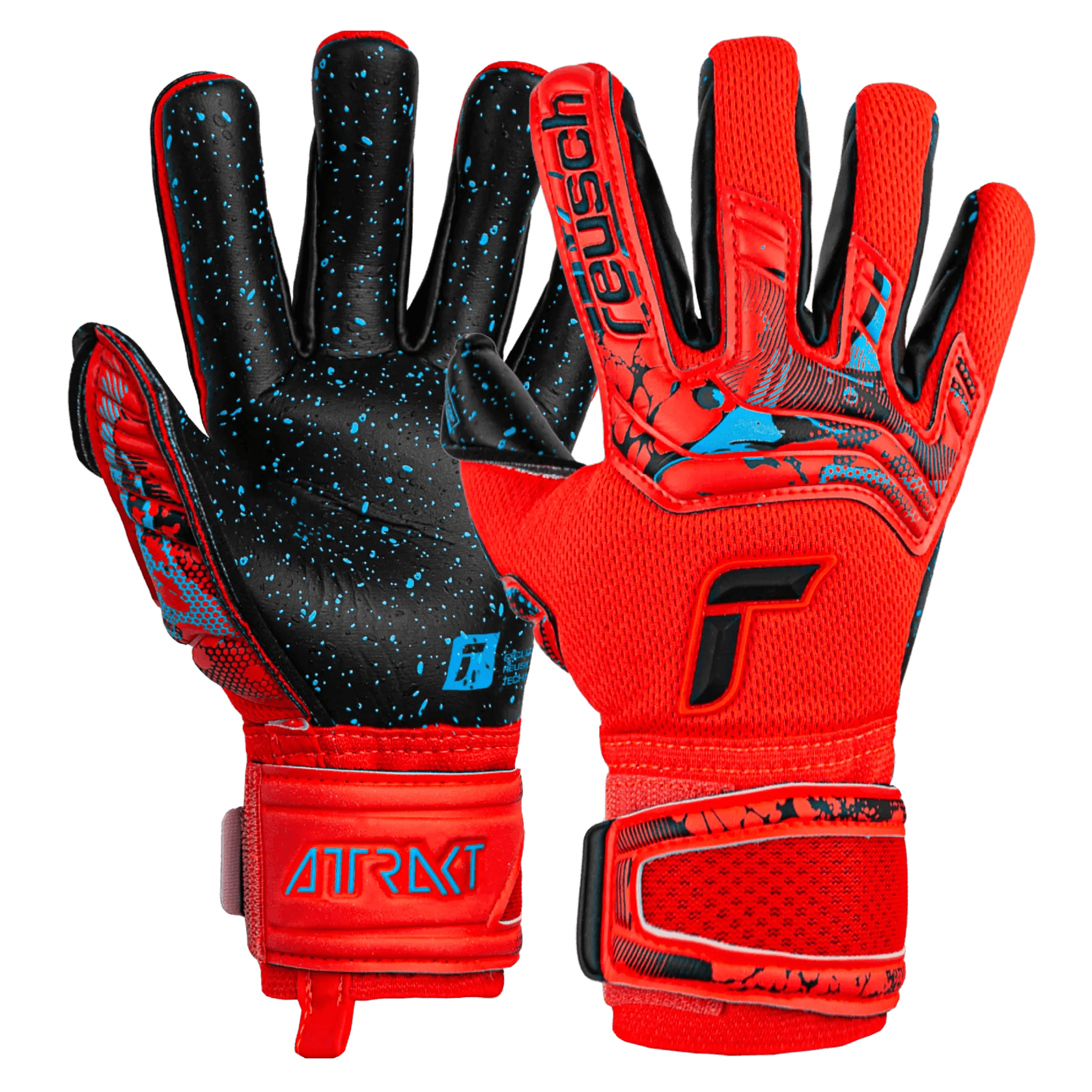 Reusch JR Attrakt Fusion FS Guardian Goalkeeper Gloves - Bright Red-Blue-Black (Pair)