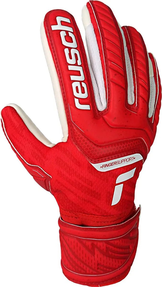 Reusch JR Attrakt Grip Evolution Finger Support Goalkeeper Gloves - Red-White