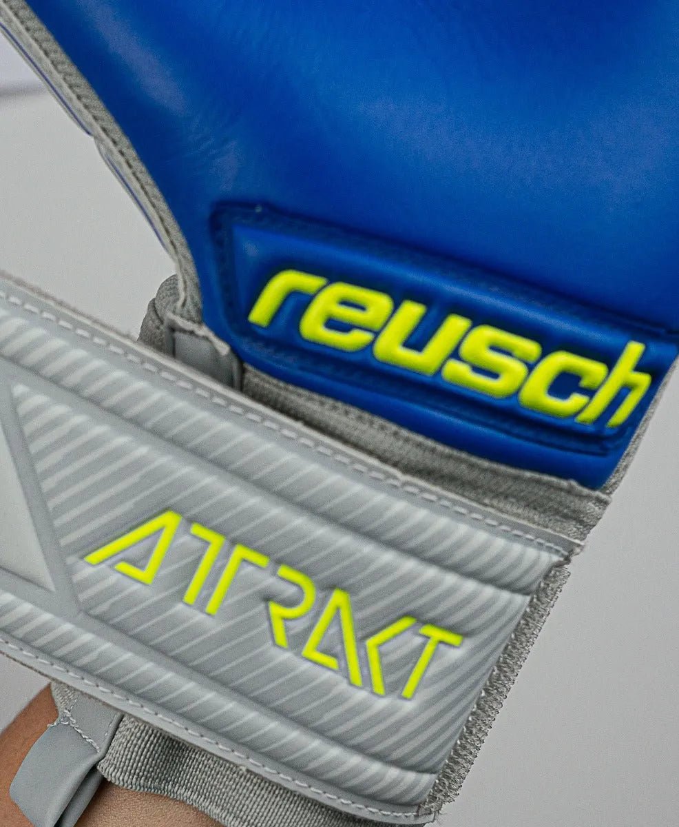 Reusch JR Attrakt Grip Evolution FS Goalkeeper Gloves - Grey-Yellow-Blue