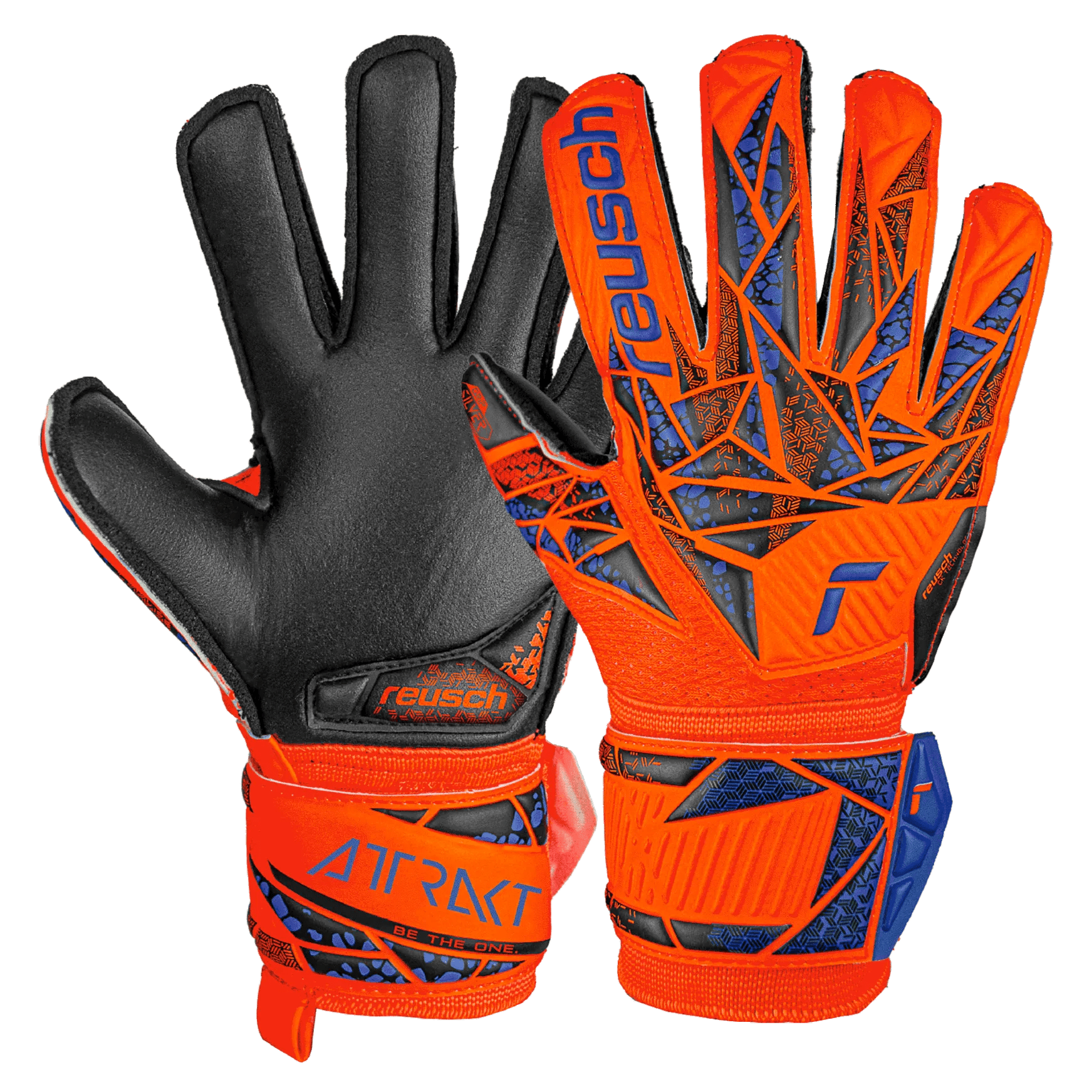 Reusch JR Attrakt Silver Hyper Orange-Electric Blue-Black (Pair)