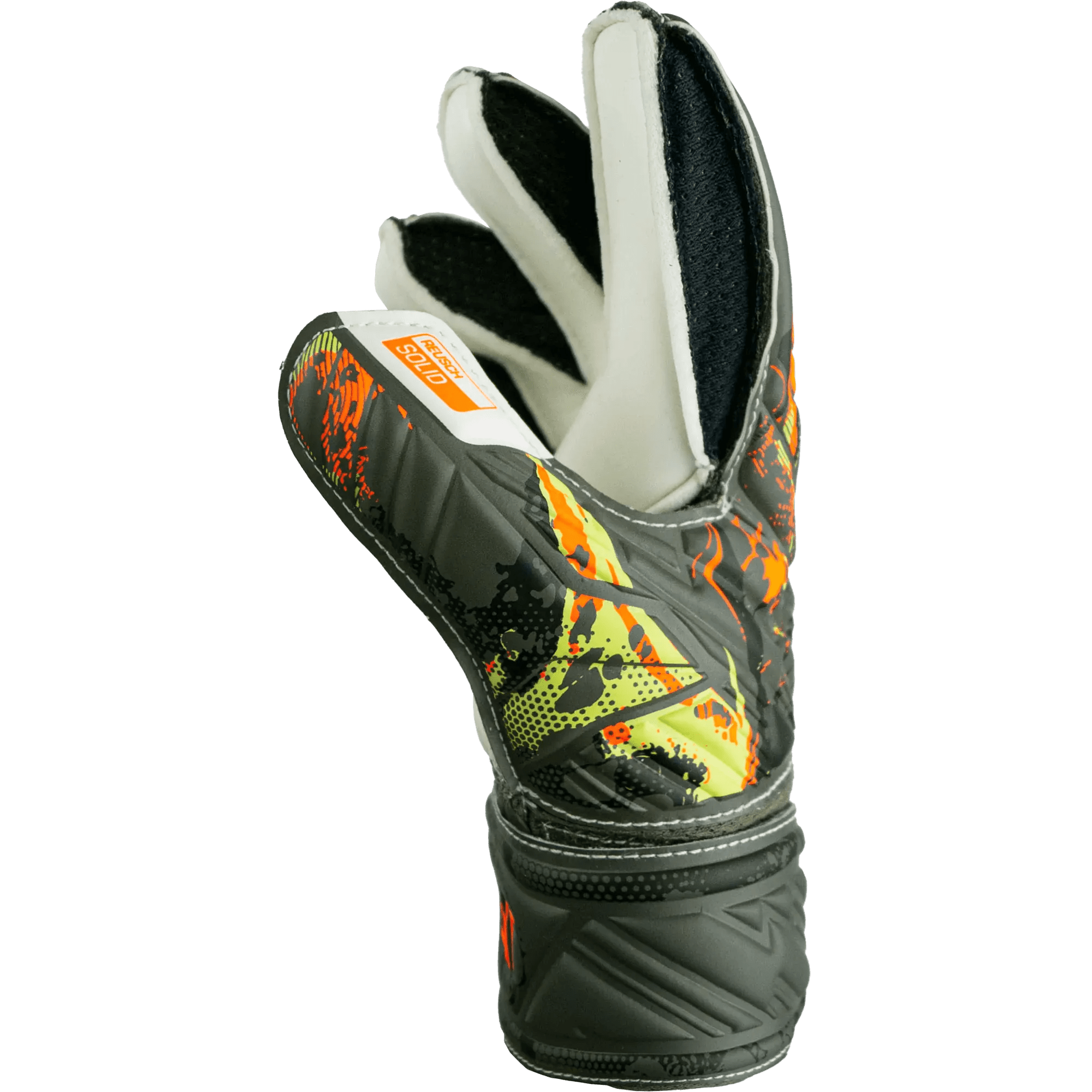 Reusch JR Attrakt Solid Finger Support Goalkeeper Gloves - Desert Green - Orange