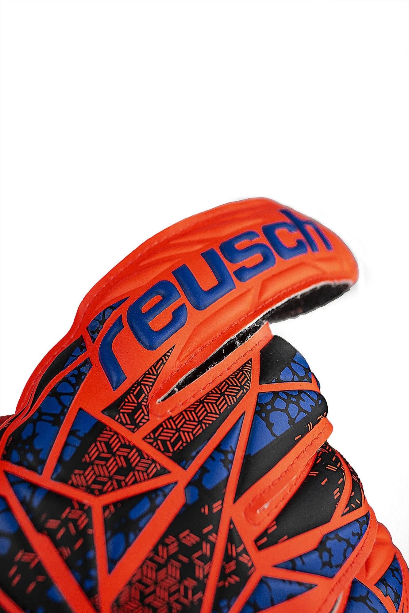 Reusch JR Attrakt Solid FS Goalkeeper Glove Hyper Orange Electric Blue (Detail 1)