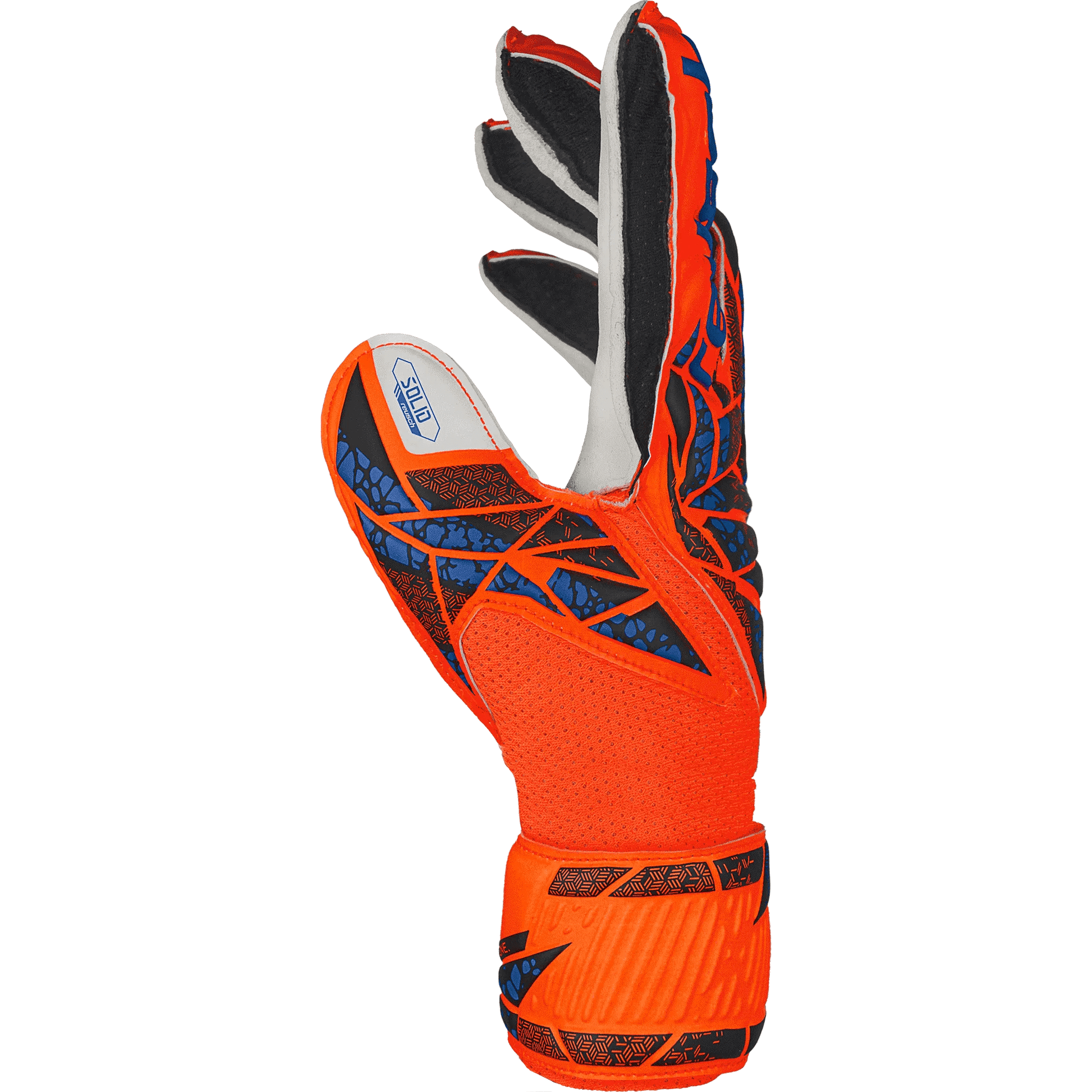 Reusch JR Attrakt Solid FS Goalkeeper Glove Hyper Orange Electric Blue (Single - Side)