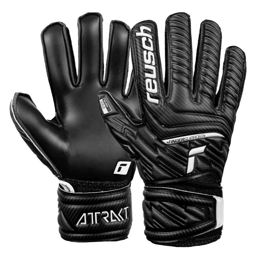 Reusch JR Attrakt Solid FS Goalkeeper Glove - Black (Pair)