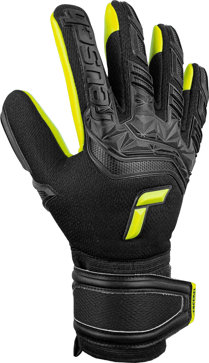 Reusch JR Freegel Silver FingerSave Goalkeeper Gloves - Black-Lime Green (Single - Outer)