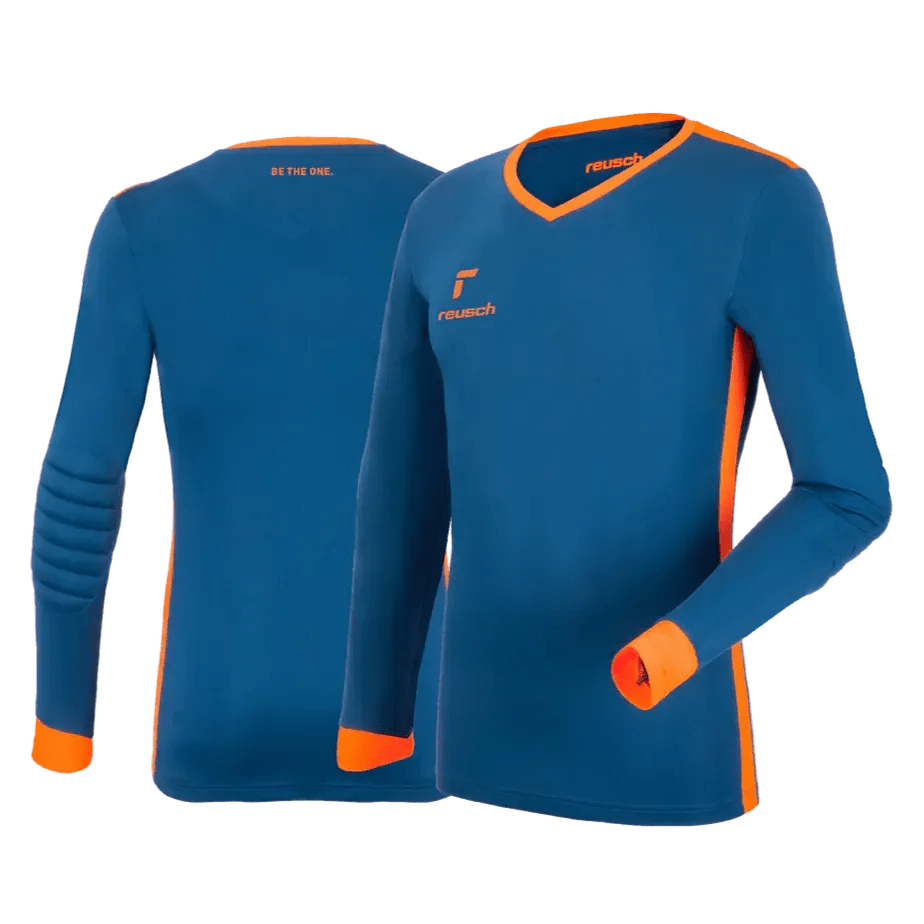 Reusch Match Long-Sleeve Padded Goalkeeper Jersey True Blue-Orange (Front and Back)