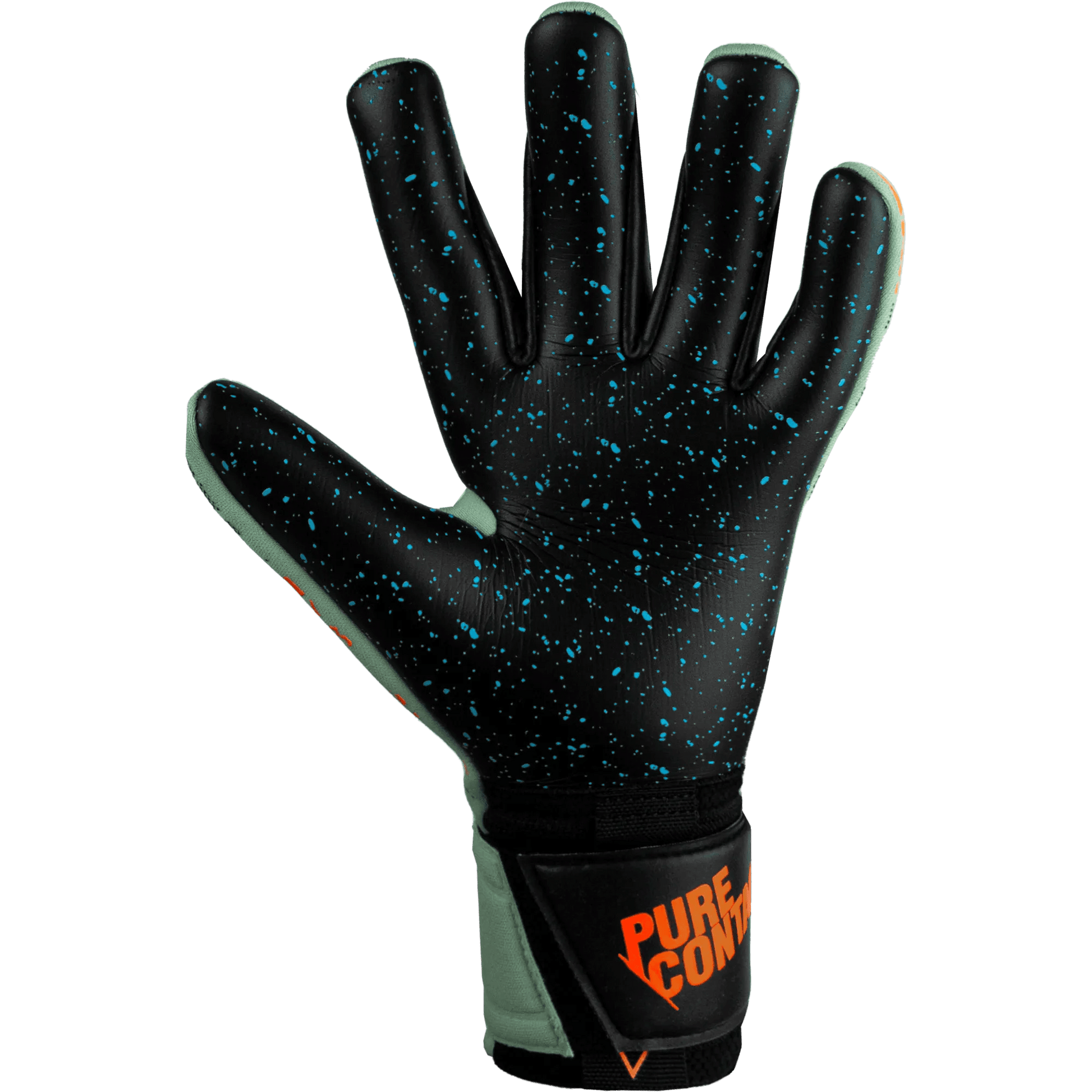 Reusch Pure Contact Fusion Goalkeeper Gloves - Shark Green-Shocking Orange-Black