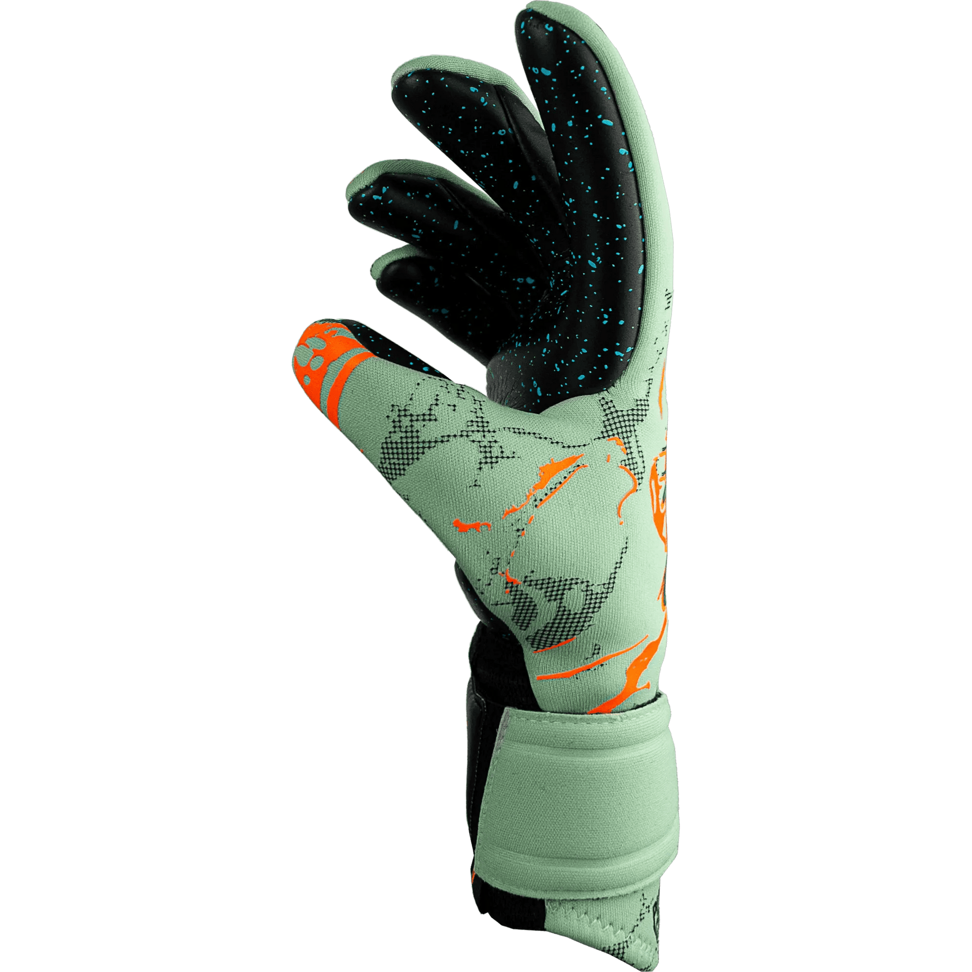 Reusch Pure Contact Fusion Goalkeeper Gloves - Shark Green-Shocking Orange-Black