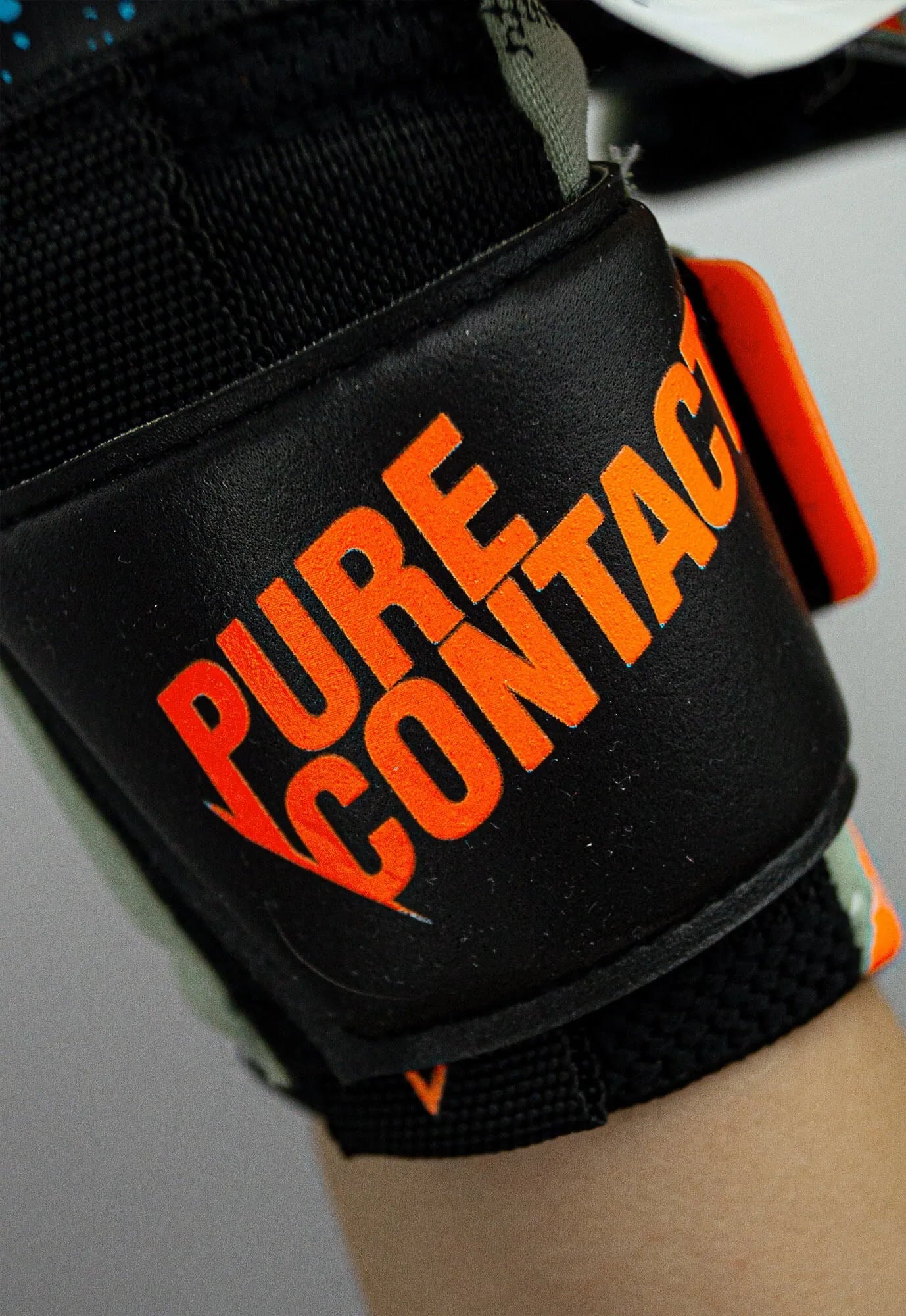 Reusch Pure Contact Fusion Goalkeeper Gloves - Shark Green-Shocking Orange-Black
