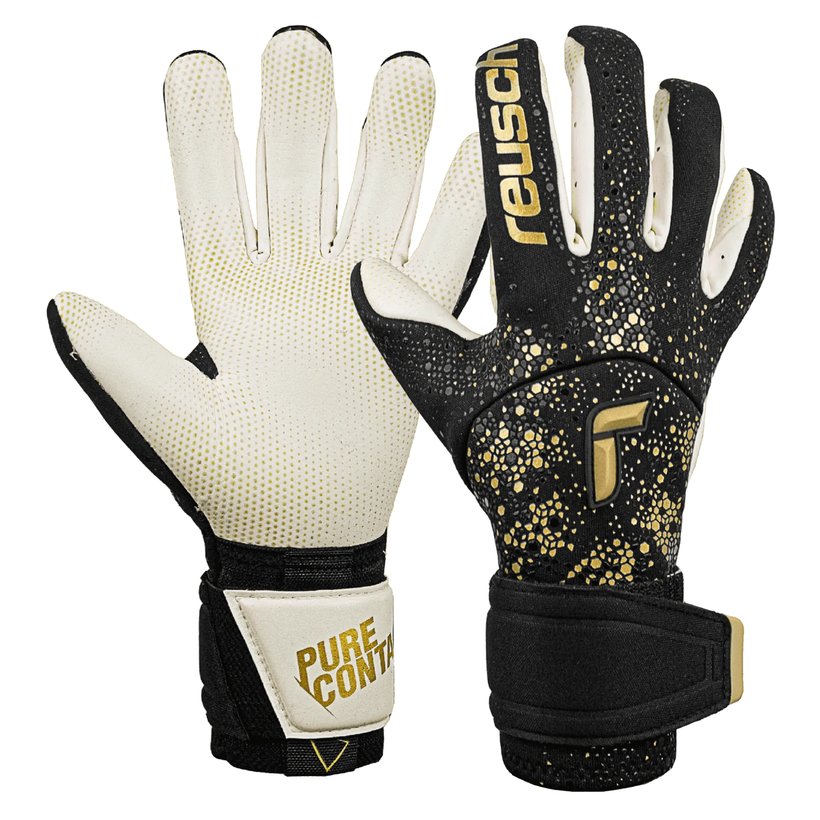 Reusch Pure Contact Gold X Glueprint Goalkeeper Gloves - Black-Gold (Pair)