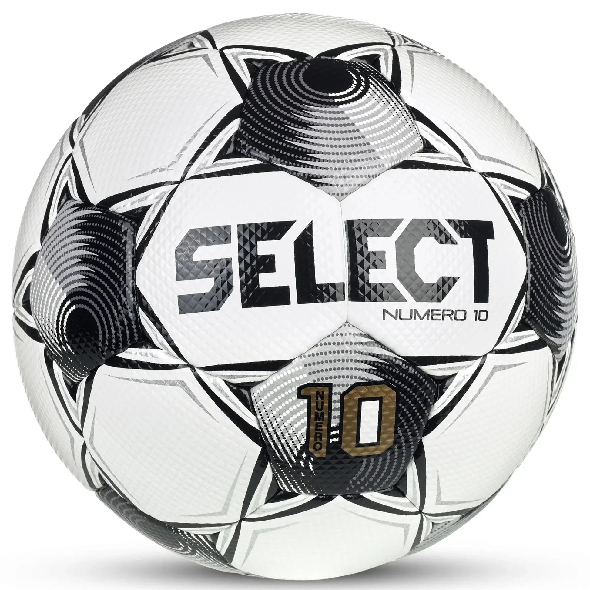 Select v25 Numero 10 Soccer Ball - White-Black-Silver (Front)