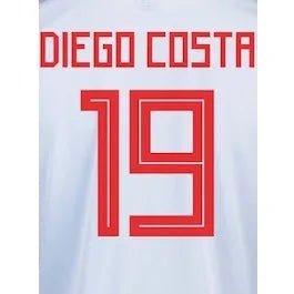 Spain 2018 Away D. Costa #19 Jersey Name Set