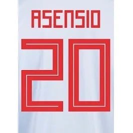 Spain 2018 Away M. Asenio #20 Jersey Name Set