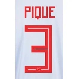 Spain 2018 Away Pique #3 Jersey Name Set