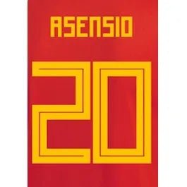 Spain 2018 Home Asensio #20 Jersey Name Set