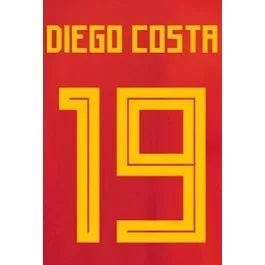 Spain 2018 Home D. Costa #19 Jersey Name Set