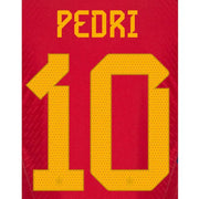 Spain 2022-23 Home Pedri #10 Jersey Name Set