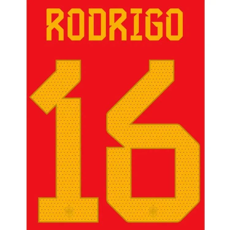 Spain 2022-23 Home Rodrigo #16 Jersey Name Set