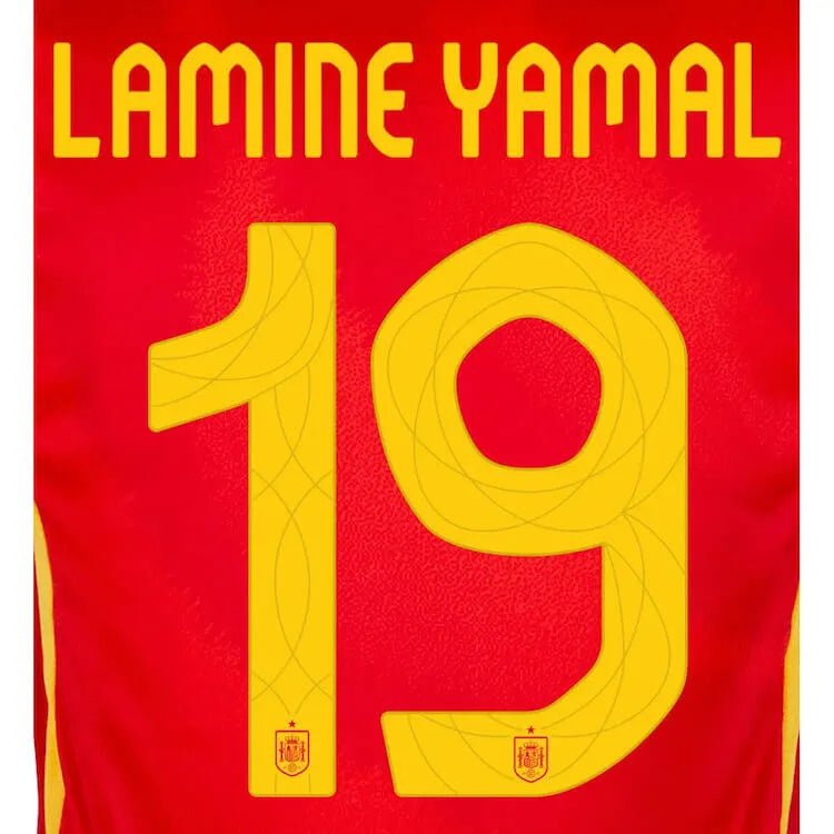 Spain 2024/25 Home Lamine Yamal #19 Jersey Name Set