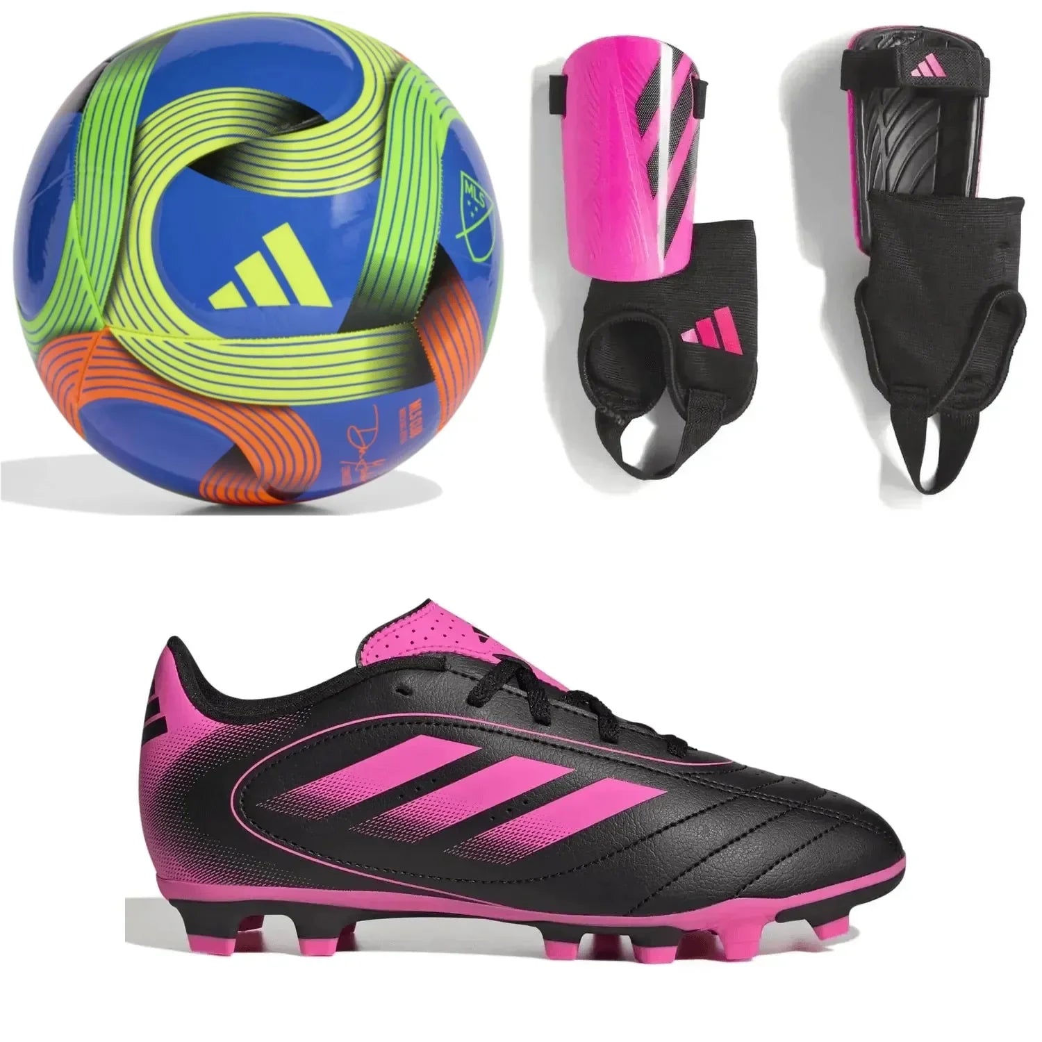 adidas Kids Goletto IX FG/Shin Guards/Ball Bundle