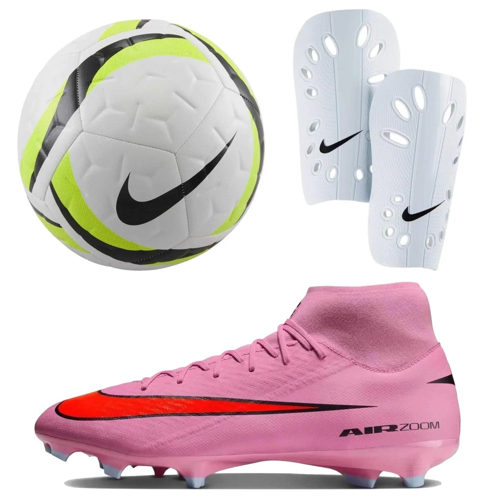 Nike Men's Zoom Superfly Firm Ground Pink Cleats/J Guard/Ball Bundle