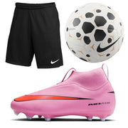 Nike JR Zoom Superfly Firm Ground Pink Cleats/Shorts/Ball Bundle