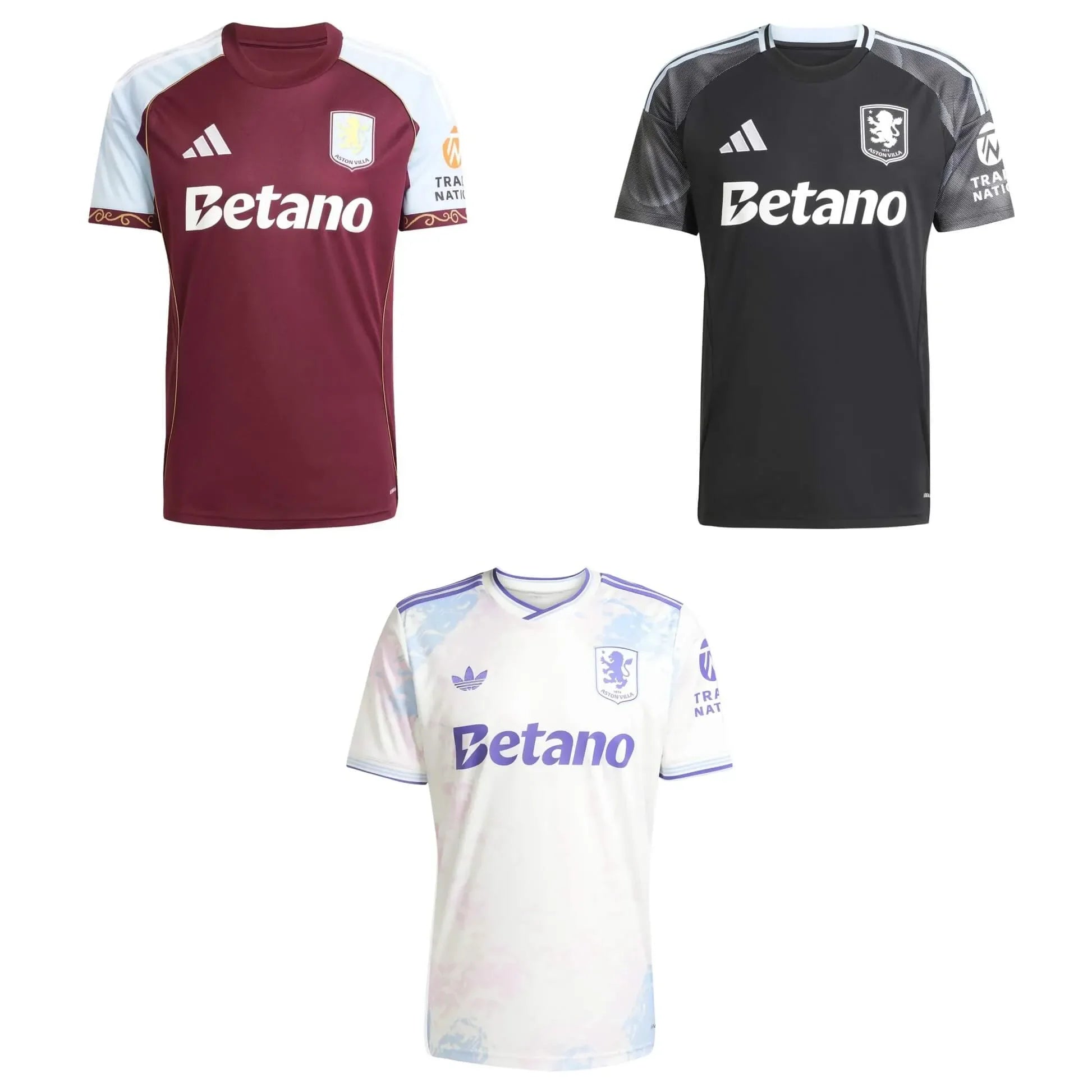 adidas 2025-26 Aston Villa Men's Home/Away/Third Jersey Bundle
