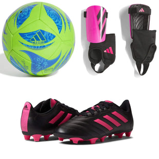 adidas Kid's Goletto VIII FG/Shin Guards/Ball Bundle