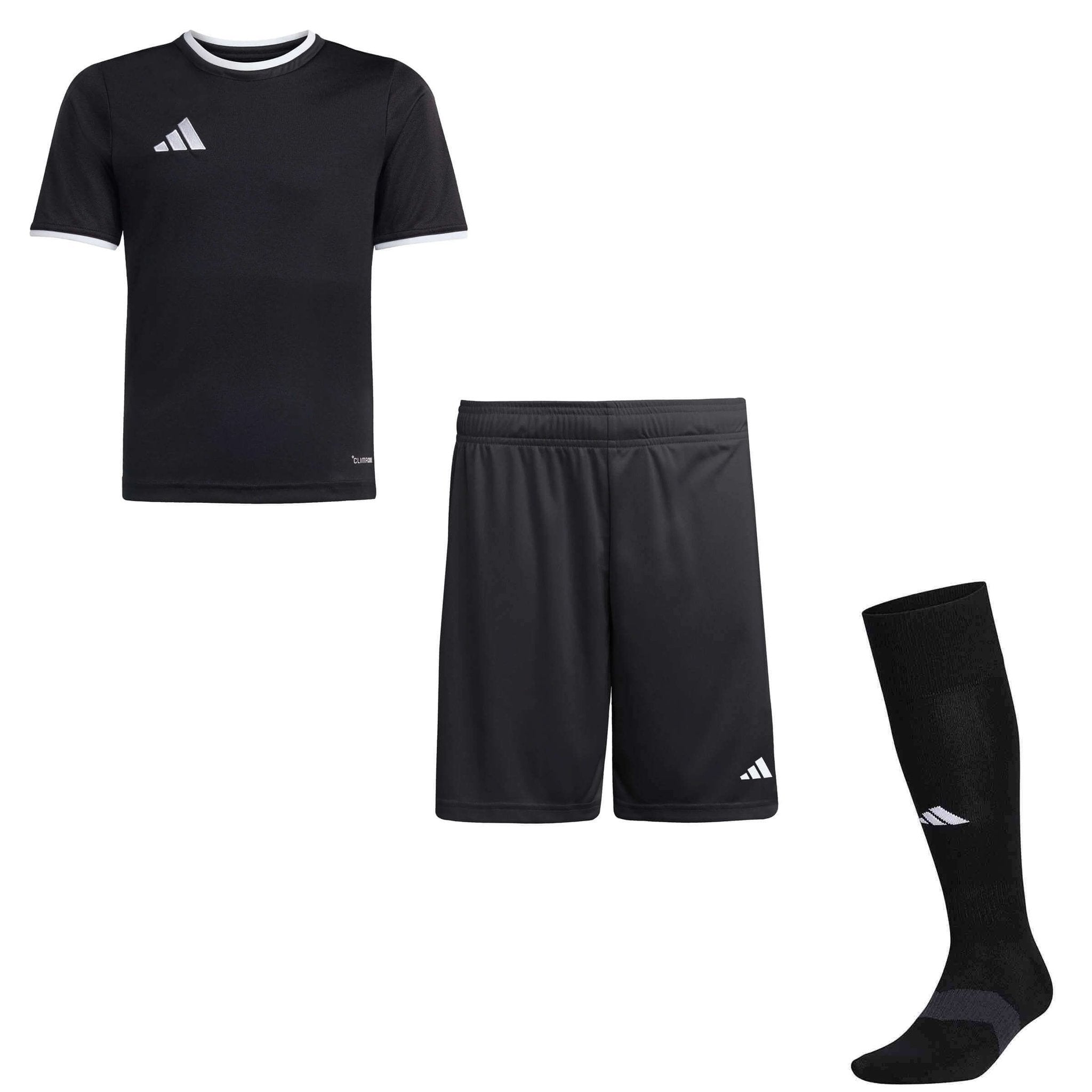 adidas Entrada 26 Youth Soccer Jersey/Entrada 26 Shorts/Metro 6 Socks Bundle